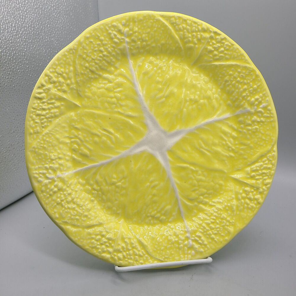 Secla Majolica yellow cabbage Dinner plate 11" Made Portugal VTG 1960th